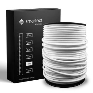 Cable Electrique Textile Blanc,Fil Electrique Tissu de 3 M&egrave;tres,3 Conducteurs (3 x 0,75mm&sup2;) Cable Tissu Lampe pour Les Projets de Bricolage - Neuf