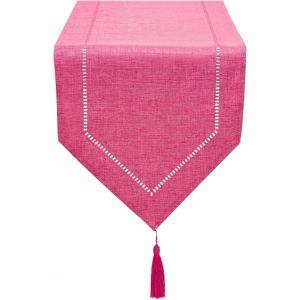 Chemin De Table Rose Rouge 32 X 220 Cm Moderne Au Design Innovant Lin Couleur Pure, Lavable De Bonne Qualité Chemin De Table Épis De Blé Design Restaurant Party Holiday Décoration - Neuf