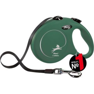 Classic L Sangle 5 M Vert Olive Laisse &Agrave; Enrouleur Pour Chien Jusqu'&agrave; 50 Kg - Neuf