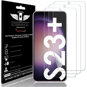 Sjzg-3 Pack Protecteur D'&eacute;cran Pour Samsung Galaxy S23 Plus [Screen Angel] [Lecture Empreinte Digitale] [Usage Avec Coque] [Sans Bulle] [Couvre &Eacute;cran En Entier] Film Tpu Flexible Transparent Hd - Neuf