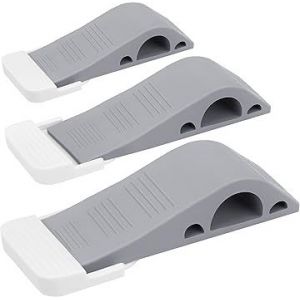 Butées de porte grises - Lot de 3 cales de porte en caoutchouc pour moquette, bois dur, béton et carrelage - Accessoires de rénovation - - Neuf