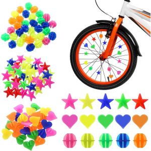 240 Pcs Perles Rayons Velo De Color&eacute;es, Accessoires Et D&eacute;corations De Rayons De V&eacute;lo Color&eacute;es, Perles D&eacute;coration V&eacute;lo, Reflecteur Rayon Velo, Deco Velos Pour Filles Et Gar&ccedil;ons(Rondes/&Eacute;toiles/C?urs) - Neuf