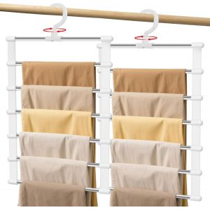 LETNERNY-6 En 1 Cintre Pantalon, 2 Cintres Pantalon Gain De Place Cintre Pliable, Gain De Place Dans L'Armoire Pour Suspendre Les Pantalons Jupes Foulards Serviettes Draps De Lit - Neuf