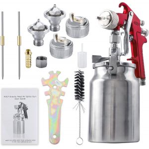 Checarzhn--No1-Siphon Pistolet À Peinture Avec Buse De 1,3/1,8/2mm Et Tasses De Peinture De 1000 Cc,Pulvérisateurs Pour Camions, Meubles, Clôtures Et Voiture - Neuf