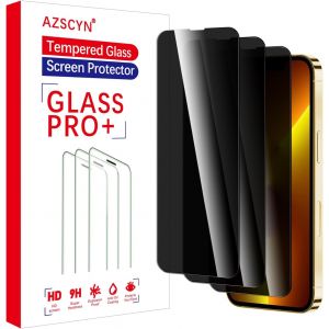 Protection D'&eacute;cran Anti-Espion pour iPhone 13/14/13 Pro. 3 Pi&egrave;ces Film Protection &eacute;cran de Confidentialit&eacute;. Film de Protection en Verre Tremp&eacute;. Compatible Coque. Anti-Rayures. Duret&eacute; 9H - Neuf