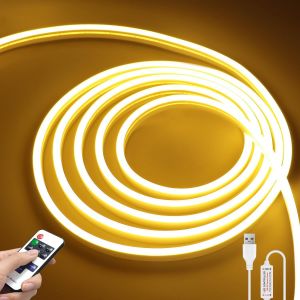 Neon Led 3M, 5V Bande Lumineuse N&eacute;on Blanc Chaud, Cri 90+ Waterproof 3000K, Bande Lumineuse Flexible En Silicone Pour Cuisine, Salon, D&eacute;coration Int&eacute;rieure Et Ext&eacute;rieure - Neuf