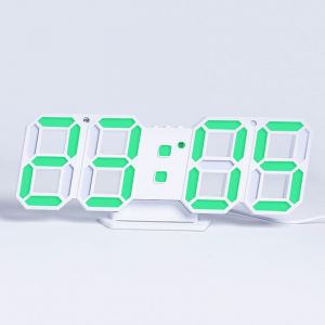 R&eacute;veil num&eacute;rique 3D, horloge num&eacute;rique LED murale avec 3 niveaux de luminosit&eacute; r&eacute;glables automatiquement, horloge &eacute;lectronique LED avec fonction snooze (vert) - Neuf