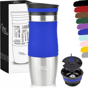 Mug Isotherme Etanche 370ml 450ml Thermos Caf&eacute;-Th&eacute; I Tasse Isol&eacute;e Pour Caf&eacute; Et Th&eacute; &Agrave; Emporter, Double Paroi Isol&eacute;e Sous Vide, Acier Inoxydable I Tasse De Voyage Chaud & Froid (370ml, Bleu) - Neuf