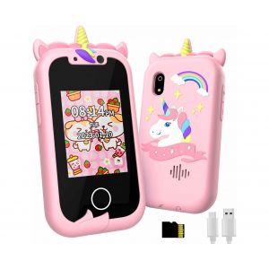 T&eacute;l&eacute;phone portable pour enfants sur le th&egrave;me de la licorne avec appareil photo, lecteur de musique, jeux et fonctions d'apprentissage pour les 3 &agrave; 12 ans - Neuf