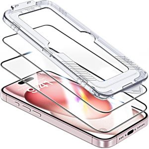 [Lot De 2 Films De Protection D'écran En Verre Blindé Compatible Avec Iphone 15, Auto-Alignment 9h Film De Protection D'écran En Verre Blindé [Ultra Transparent] [Résistant Aux Rayures] - Neuf