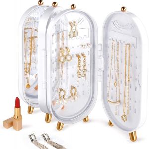 Présentoir À Bijoux, Boîte À Bijoux Avec Miroir, Grande Capacité Et Cadeaux De Haute Qualité (Blanc) - Neuf