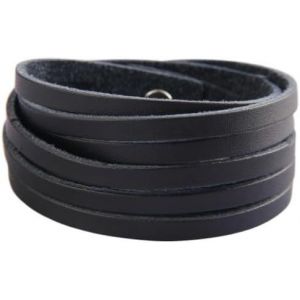 Kal-1 Bracelet En Cuir Avec 1 Bo&icirc;te Cadeau, Bracelet Noir, Bracelet Tendance, Bracelet Pour Homme, Bracelet Simple, Bracelet En Cuir Multicouche, Convient Pour Le Quotidien, Les F&ecirc;tes, Les - Neuf