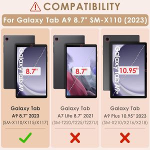 Étui De Protection Complet Pour Samsung Galaxy Tab A9 8,7"" 2023 Avec Support À Rabat Et Bandoulière Pour Tablette A9 8,7"" Smx110, Résistant Et Adapté Aux Enfants - Neuf