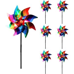 ASFASFq-Moulin à Vent Réfléchissant, 6 Pièces Moulin à Vent Anti Pigeon Réfléchissant, Moulin à Vent Jardin Anti Oiseaux, pour Les Terres Agricoles, Les Vergers, Les Jardins, Les Pelouses - Neuf