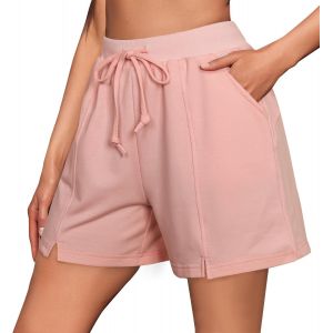 Cauc-Short Femme En Coton Pantalon Court Sport Bermuda Avec Poches Pour Jogging Course Fitness D&iquest;&Eacute;t&eacute; Doux Et Respirant - Neuf