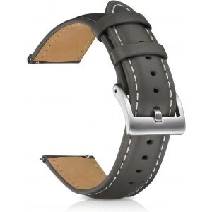 Bracelet 20 Mm 22 Mm, Bracelet En Cuir Boucle En Acier Inoxydable, Bracelet De Montre Souple Et Confortable Pour Homme Et Femme - Gris[Mon9262579] - Neuf