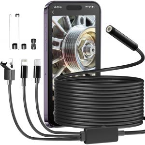 KALANKA-Cam&eacute;ra endoscopique compl&egrave;te pour Android/IOS/PC, 1080p pixels, c&acirc;ble semi-rigide de 5 m, &eacute;tanche IP67, 8 LED r&eacute;glables - Neuf