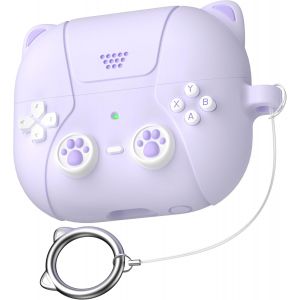 Étui Compatible avec Samsung Galaxy Buds 3 et Galaxy Buds 3 Pro avec Porte-clés, Outil de Nettoyage Inclus, thème Console de Jeu,Lavande.[S1580] - Neuf