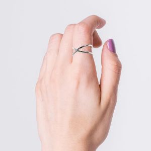 Yemaesre-Bague Ouvert Femme Bagues Pour Femmes Bague Bandeau En Argent Anneaux Pour Filles Anneaux De Fille Anneau Croisé Les Femmes Jouent Les Filles Sonnent Anneau Croix, 1.7x0.9cm, Argent, Argenté - Neuf