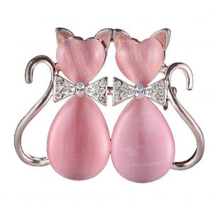 Broche Rose En Strass Et Cristal Représentant Un Adorable Chat Sagittaire - Bijou Pour Femme - Neuf