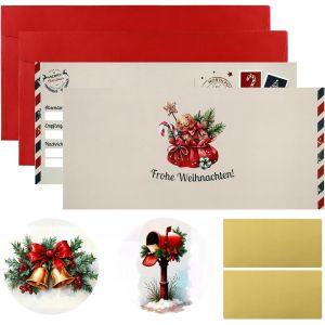 2 Ch&egrave;ques De No&euml;l, Carte De No&euml;l Avec Autocollant/Enveloppe &Agrave; Gratter, No&euml;l, Cadeau Surprise, Carte De Ch&egrave;que, Ch&egrave;que De Cin&eacute;ma, Anniversaire, Billet D'avion, Ch&egrave;que De Voyage (Rouge) - Neuf