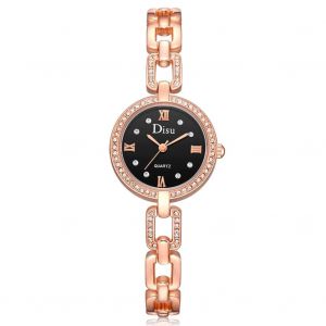 Disu Femmes Femelle Quartz Mouvement Montre Alliage Bo&icirc;tier Analogique Strass Montre-Bracelet Rose Or Noir - Neuf