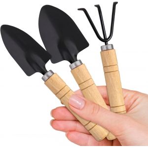 KALANKA-Petits Outils de Jardin, 3 Pi&egrave;ces Outils de Jardinage Mini, Outils de Planter Bois, Planter Tool Petit, Mini Outils de Jardin Set, Petits Planter Outils, pour Fleurs Plantes en Pot - Neuf