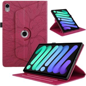 Coque Pour Ipad Mini 7 Tablette Coque/Ipad Mini 6 8.3"" 2024/2021 Tablette Cover Étuis Cuir 360°Rotatif Multi-Angle Stand Flip Protection Housse Cover Pour Ipad Mini 7,Rouge Arbres - Neuf