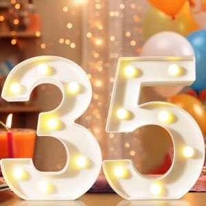 Chiffres Décoratifs Lumineux À Del De 22,4 Cm, Numéros De Chapiteau Pour Décoration De 35e Anniversaire, Panneau Lumineux Pour Fête D'anniversaire, Veilleuse, Anniversaire De Mariage, Décoration - Neuf