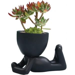 Vase extérieur Humanoïde Résine Pot de fleur Fleur séchée Décoration de jardin Vintage Vase Face Sculpture - Neuf