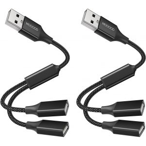 C&acirc;ble R&eacute;partiteur USB, C&acirc;ble S&eacute;parateur Type A M&acirc;le vers 2 Femelles, Hub USB 2.0 pour Chargement et Transfert de Donn&eacute;es, Hub &agrave; Double Port USB pour Ordinateur Portable, PC, Mac, Voiture, PS5/4 - Neuf