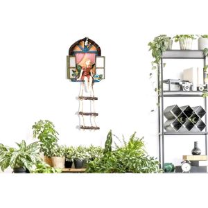 Maison De F&eacute;e Suspendue &Agrave; Un Arbre Pour Le Jardin, Statue D'ext&eacute;rieur En R&eacute;sine Avec &Eacute;chelle, D&eacute;coration Miniature - Neuf