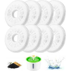 Filtre Fontaine Eau Chat Chien,Pack De 8 Filtres Fontaine &Agrave; Eau Remplacement,Cat Filtres De Rechange Avec La R&eacute;sine Et Charbon Actif,Filtre De Chien/Chat Pour 3l Distributeur D'eau Animaux - Neuf