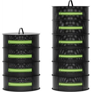 Kalanka-Séchoir Herbes Suspendu Pliable 4 Étages 45cm Noir Séchage Multifonctionnel Vêtements Fleurs Poissons Viandes Fruits Filet Antimoustique Ventilation Douce Ventilation Douce - Neuf