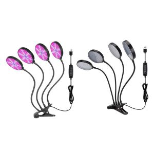 Lampe de culture LED USB &agrave; 4 t&ecirc;tes avec variateur pour plantes d'int&eacute;rieur, fleurs et hydroponie - Neuf