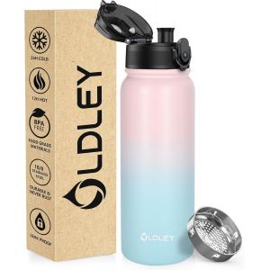 Bouteille D'eau Acier Inoxydable 600ml Bouteille Isotherme À Double Paroi Pour Garder Les Boissons Chaudes Et Froides Sans Bpa Bouteille D'eau Isolée Métal Pour Sport Travail(Rose Bleu) - Neuf