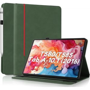 Eryi-Coque Pour Samsung Galaxy Tab A 10,1 Pouces 2016 (T580 / T585, Pas Pour Le Modèle 2019) - Étui Housse De Protection Cuir Pu Avec Fonction Support/Portefeuille Coque Tablette (Vert) - Neuf