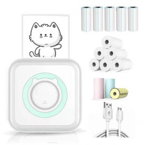 Mini imprimante d'autocollants de poche,imprimante mobile portable sans fil à dents pour,mémo,photo,étiquette de poche8 - Neuf