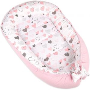 Nid De Bébé 2 Côtés - Nid Cocon Pour Bébé - Hypoallergénique - Nid De Bébé - 90 X 55 Cm - Coton Et Velours (C?Urs Roses) - Neuf