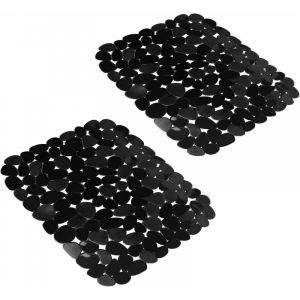Tapis d'&eacute;vier de cuisine, 2 tapis de protection r&eacute;glables, tapis d'&eacute;vier en acier inoxydable noir, tapis d'&eacute;gouttage pour plan de travail de cuisine et salle de bain, 40 x 30 cm - Neuf