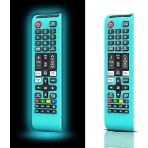 MEVRONISSHOP-Lot de 2 coques de protection en silicone pour t&eacute;l&eacute;commande TV Samsung Glow in The Dark BN59-01301A Bn59-01315A Bn59-01199F (bleu lumineux) - Neuf