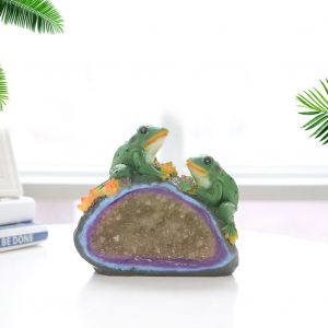 Hjlian Lampe Solaire En Resine En Forme De Grenouille, Lampe En Cristal, Decoration De Jardin, Paysage, Exterieur, Pelouse - Neuf