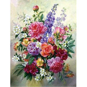 Ayuhr-Diy 5d Diamant Peinture Complète Foret Point Kit,Diamond Pasted Painting Strass Point De Croix Peinture Craft Pour Murale De Salon Décoration Et Cadeaux (30x40cm)-Bouquet De Fleurs - Neuf