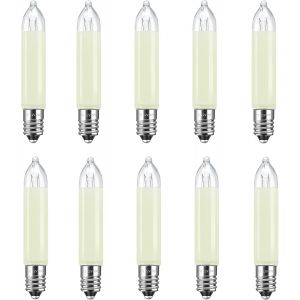 Lot De 10 E10 12v 3w Ampoule De Bougie,Blanc Chaud 2700k,30lm,E10 Petite Base À Vis,Ampoule Pour Chandelier Ampoule Remplacer,Pour Lampe À Cordes,Chandelier,Arche Lumineuse,Arbre De Noël - Neuf