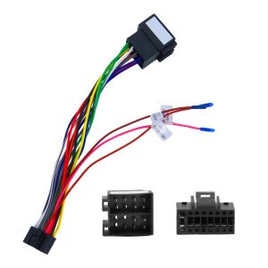 Câble Adaptateur 16 Broches vers ISO, Adaptateur Harnais de Câblage Autoradio, pour Prise Standard Stéréo Radio de Voiture Android avec Lignes de Commande au Volant et Inverse - Neuf