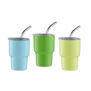 Lot De 3 Mini-Verres &Agrave; Liqueur Avec Paille Et Couvercle,Mini-Gobelets,Verres &Agrave; Liqueur &Agrave; Double Paroi - Neuf