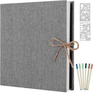 Album Photo Adh&eacute;sif Scrapbooking,Lin Traditionnel 60 Pages Blanche,Cadeau Maitre d'&eacute;cole Homme Femme Cadeau Anniversaire Mariage,33x32cm (Gris) - Neuf