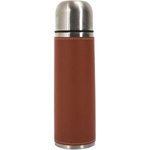 Jexnovashop-Ka0374, Bouteille Isotherme 50 Cl En Inox, Design &Eacute;l&eacute;gant En Simili Peau, Id&eacute;ale Pour Le Bureau Et Les Sorties, Maintient Vos Boissons &Agrave; Temp&eacute;rature, Marron - Neuf