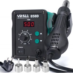 VornixorSarlshop858D station de soudage &agrave; air chaud 700W pour soudure et dessoudage SMD avec contr&ocirc;le de temp&eacute;rature PID, fonction de d&eacute;marrage/arr&ecirc;t auto, temp&eacute;rature et volume d'air r&eacute;glable&iquest;EU plu - Neuf
