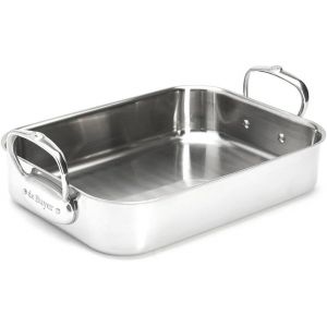 Subzonal-De Buyer - Plat &Agrave; R&ocirc;tir En Inox Multichouches Affinity - 35 X 25 X 8 Cm - Fabriqu&eacute; En France, Sans Pfas, Mont&eacute;e Rapide En Temp&eacute;rature, Inox 18/10, Tous Feux + Four, Finition Poli Brillant - Neuf